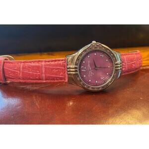 Women's 36mm Silver Tone Signature Watch, Laender Face and Crystal Accents